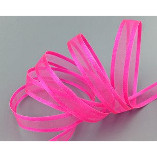 3 m x 10 mm Chiffonband mit Satin Kante PINK (55) Chiffon Dekoband Schleifenband Geschenkband ohne Draht Organza