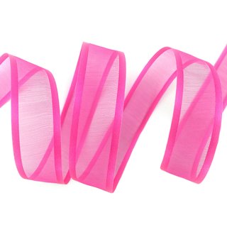 3 m x 25 mm Chiffonband mit Satin Kante PINK (55) Chiffon Dekoband Schleifenband Geschenkband ohne Draht Organza