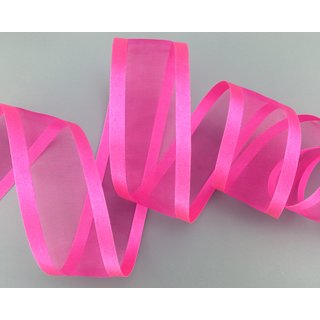 3 m x 38 mm Chiffonband mit Satin Kante PINK (55) Chiffon Dekoband Schleifenband Geschenkband ohne Draht Organza