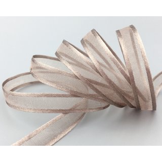 3 m x 10 mm Chiffonband mit Satin Kante TAUPE (06) Chiffon Dekoband Schleifenband Geschenkband ohne Draht Organza