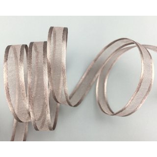 3 m x 10 mm Chiffonband mit Satin Kante TAUPE (06) Chiffon Dekoband Schleifenband Geschenkband ohne Draht Organza