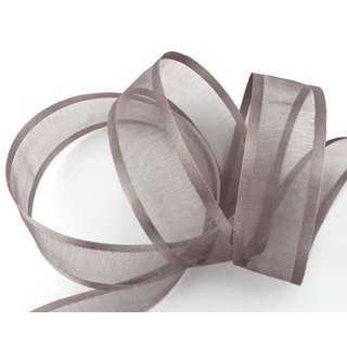 3 m x 25 mm Chiffonband mit Satin Kante TAUPE (06) Chiffon Dekoband Schleifenband Geschenkband ohne Draht Organza