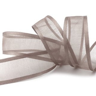 3 m x 25 mm Chiffonband mit Satin Kante TAUPE (06) Chiffon Dekoband Schleifenband Geschenkband ohne Draht Organza