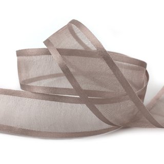 3 m x 25 mm Chiffonband mit Satin Kante TAUPE (06) Chiffon Dekoband Schleifenband Geschenkband ohne Draht Organza