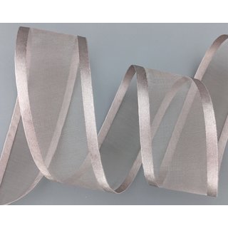 3 m x 38 mm Chiffonband mit Satin Kante TAUPE (06) Chiffon Dekoband Schleifenband Geschenkband ohne Draht Organza