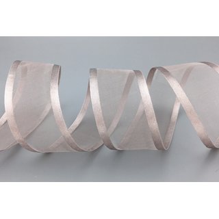 3 m x 38 mm Chiffonband mit Satin Kante TAUPE (06) Chiffon Dekoband Schleifenband Geschenkband ohne Draht Organza