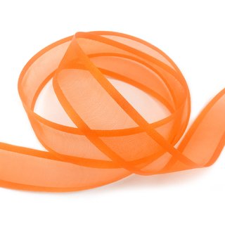 3 m x 25 mm Chiffonband mit Satin Kante ORANGE (34) Chiffon Dekoband Schleifenband Geschenkband ohne Draht Organza
