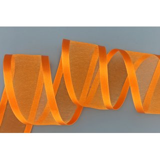 3 m x 38 mm Chiffonband mit Satin Kante ORANGE (34) Chiffon Dekoband Schleifenband Geschenkband ohne Draht Organza