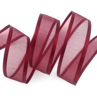 3 m x 25 mm Chiffonband mit Satin Kante BORDEAUX (66) Chiffon Dekoband Schleifenband Geschenkband ohne Draht Organza