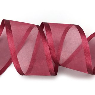 3 m x 38 mm Chiffonband mit Satin Kante BORDEAUX (66) Chiffon Dekoband Schleifenband Geschenkband ohne Draht Organza