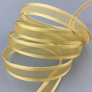 3 m x 10 mm Chiffonband mit Satin Kante BEIGE Gold (18) Chiffon Dekoband Schleifenband Geschenkband ohne Draht Organza