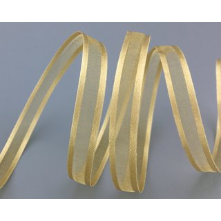 3 m x 10 mm Chiffonband mit Satin Kante BEIGE Gold (18) Chiffon Dekoband Schleifenband Geschenkband ohne Draht Organza