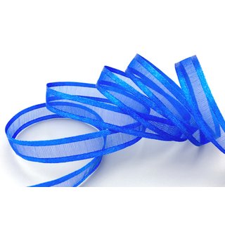 3 m x 10 mm Chiffonband mit Satin Kante BLAU ROYALBLAU (77) Chiffon Dekoband Schleifenband Geschenkband ohne Draht Organza