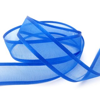 3 m x 25 mm Chiffonband mit Satin Kante BLAU ROYALBLAU (77) Chiffon Dekoband Schleifenband Geschenkband ohne Draht Organza