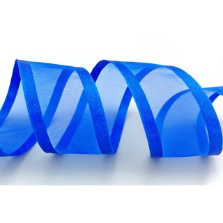 3 m x 38 mm Chiffonband mit Satin Kante BLAU ROYALBLAU (77) Chiffon Dekoband Schleifenband Geschenkband ohne Draht Organza