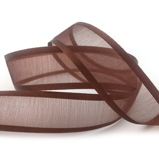 3 m x 25 mm Chiffonband mit Satin Kante BRAUN (48) Chiffon Dekoband Schleifenband Geschenkband ohne Draht Organza