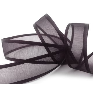 3 m x 25 mm Chiffonband mit Satin Kante DUNKELBRAUN Chiffon Dekoband Schleifenband Geschenkband ohne Draht Organza