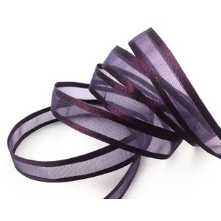 3 m x 10 mm Chiffonband mit Satin Kante PFLAUME DUNKELLILA (86) Chiffon Dekoband Schleifenband Geschenkband ohne Draht Organza