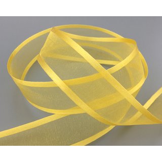 3 m x 25 mm Chiffonband mit Satin Kante GELB (15) Chiffon Dekoband Schleifenband Geschenkband ohne Draht Organza