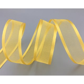 3 m x 25 mm Chiffonband mit Satin Kante GELB (15) Chiffon Dekoband Schleifenband Geschenkband ohne Draht Organza