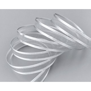 3 m x 10 mm Chiffonband mit Satin Kante GRAU SILBER (05) Chiffon Dekoband Schleifenband Geschenkband ohne Draht Organza