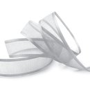 3 m x 25 mm Chiffonband mit Satin Kante GRAU SILBER (05)...