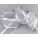3 m x 38 mm Chiffonband mit Satin Kante GRAU SILBER (05)...