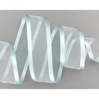 3 m x 38 mm Chiffonband mit Satin Kante HELLBLAU (71) Chiffon Dekoband Schleifenband Geschenkband ohne Draht Organza