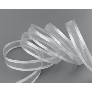 3 m x 10 mm Chiffonband mit Satin Kante HELLGRAU (Sehr Hell) (04) Chiffon Dekoband Schleifenband Geschenkband ohne Draht Organza
