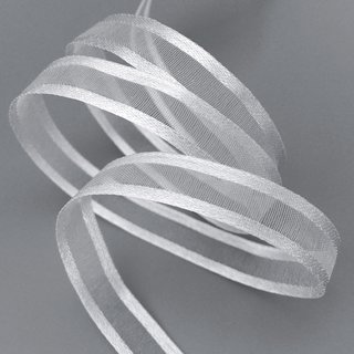 3 m x 10 mm Chiffonband mit Satin Kante HELLGRAU (Sehr Hell) (04) Chiffon Dekoband Schleifenband Geschenkband ohne Draht Organza
