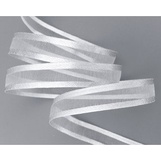 3 m x 10 mm Chiffonband mit Satin Kante HELLGRAU (Sehr Hell) (04) Chiffon Dekoband Schleifenband Geschenkband ohne Draht Organza