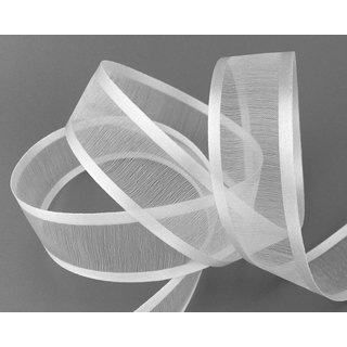 3 m x 25 mm Chiffonband mit Satin Kante HELLGRAU (Sehr Hell) (04) Chiffon Dekoband Schleifenband Geschenkband ohne Draht Organza