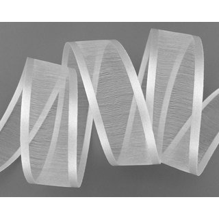 3 m x 25 mm Chiffonband mit Satin Kante HELLGRAU (Sehr Hell) (04) Chiffon Dekoband Schleifenband Geschenkband ohne Draht Organza