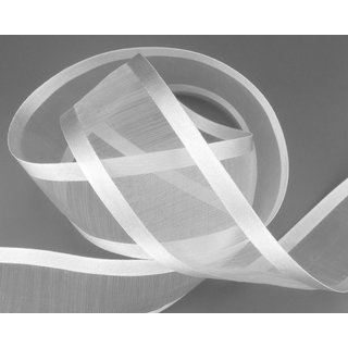 3 m x 38 mm Chiffonband mit Satin Kante HELLGRAU (Sehr Hell) (04) Chiffon Dekoband Schleifenband Geschenkband ohne Draht Organza
