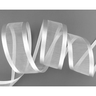 3 m x 38 mm Chiffonband mit Satin Kante HELLGRAU (Sehr Hell) (04) Chiffon Dekoband Schleifenband Geschenkband ohne Draht Organza