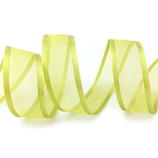 3 m x 25 mm Chiffonband mit Satin Kante HELLGRN (22) Chiffon Dekoband Schleifenband Geschenkband ohne Draht Organza