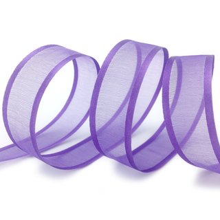 3 m x 25 mm Chiffonband mit Satin Kante LAVENDEL (84) Chiffon Dekoband Schleifenband Geschenkband ohne Draht Organza