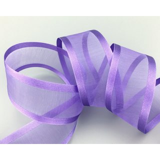 3 m x 38 mm Chiffonband mit Satin Kante LAVENDEL (84) Chiffon Dekoband Schleifenband Geschenkband ohne Draht Organza
