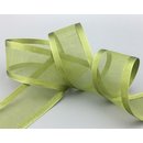 3 m x 38 mm Chiffonband mit Satin Kante OLIV OLIVGRN...