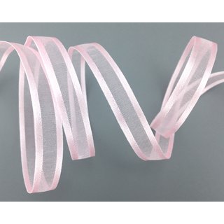 3 m x 10 mm Chiffonband mit Satin Kante ROSA HELLROSA (50) Chiffon Dekoband Schleifenband Geschenkband ohne Draht Organza