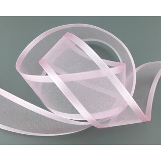 3 m x 38 mm Chiffonband mit Satin Kante ROSA HELLROSA (50) Chiffon Dekoband Schleifenband Geschenkband ohne Draht Organza