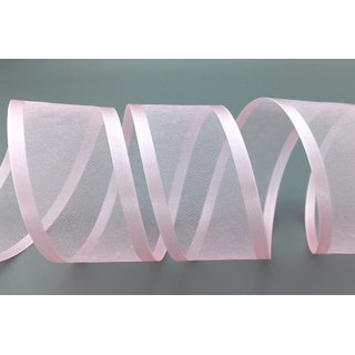 3 m x 38 mm Chiffonband mit Satin Kante ROSA HELLROSA (50) Chiffon Dekoband Schleifenband Geschenkband ohne Draht Organza