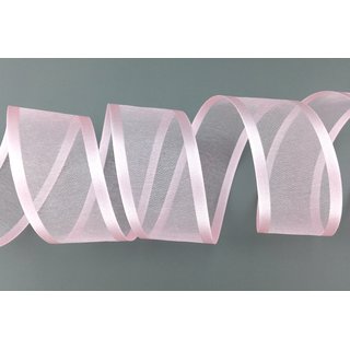 3 m x 38 mm Chiffonband mit Satin Kante ROSA HELLROSA (50) Chiffon Dekoband Schleifenband Geschenkband ohne Draht Organza