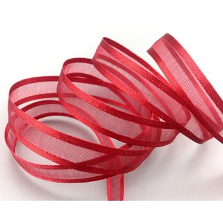 3 m x 10 mm Chiffonband mit Satin Kante ROT DUNKELROT (67) Chiffon Dekoband Schleifenband Geschenkband ohne Draht Organza