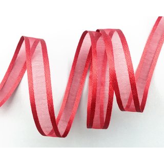3 m x 10 mm Chiffonband mit Satin Kante ROT DUNKELROT (67) Chiffon Dekoband Schleifenband Geschenkband ohne Draht Organza