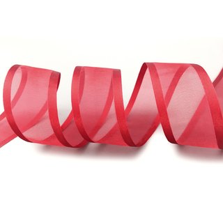 3 m x 38 mm Chiffonband mit Satin Kante ROT DUNKELROT (67) Chiffon Dekoband Schleifenband Geschenkband ohne Draht Organza