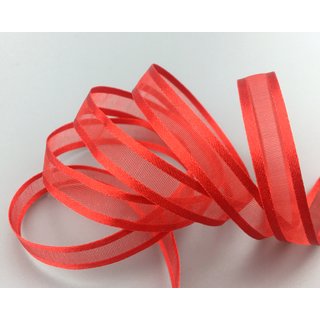 3 m x 10 mm Chiffonband mit Satin Kante ROT KNALLROT (65) Chiffon Dekoband Schleifenband Geschenkband ohne Draht Organza