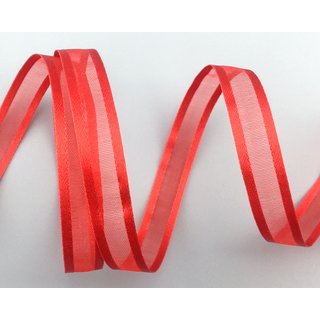 3 m x 10 mm Chiffonband mit Satin Kante ROT KNALLROT (65) Chiffon Dekoband Schleifenband Geschenkband ohne Draht Organza