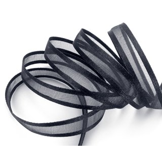 3 m x 10 mm Chiffonband mit Satin Kante SCHWARZ (09) Chiffon Dekoband Schleifenband Geschenkband ohne Draht Organza