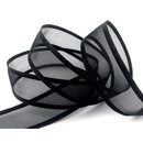 3 m x 25 mm Chiffonband mit Satin Kante SCHWARZ (09)...